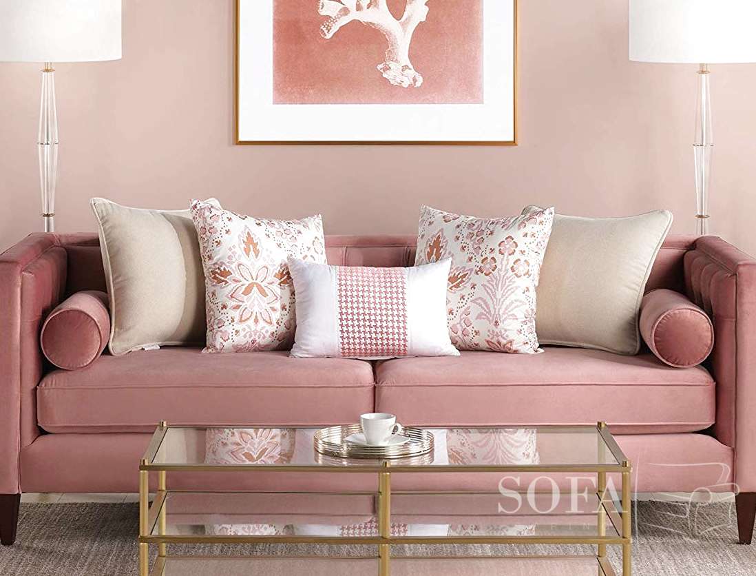 pink couches living room